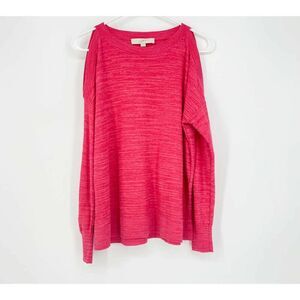 LOFT Women's Pink Long Sleeve Cold Shoulder Top Cotton‎ Blend Size Small